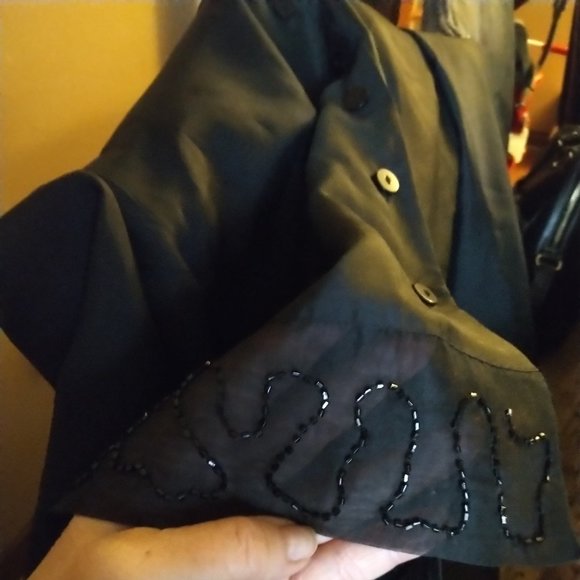 Anne Carson Silk, Beaded Black Jacket Blouse-Medium - Picture 4 of 4